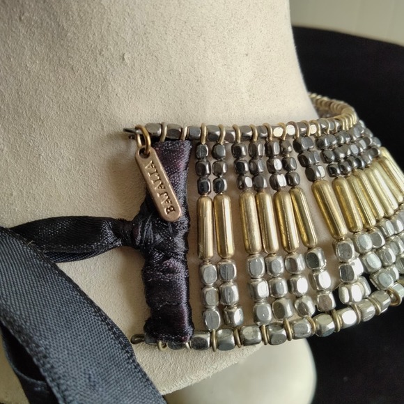 Iris Apfel & Bajalia Tri-color Metal Beaded Chunky Collar Statement Necklace - Picture 12 of 14